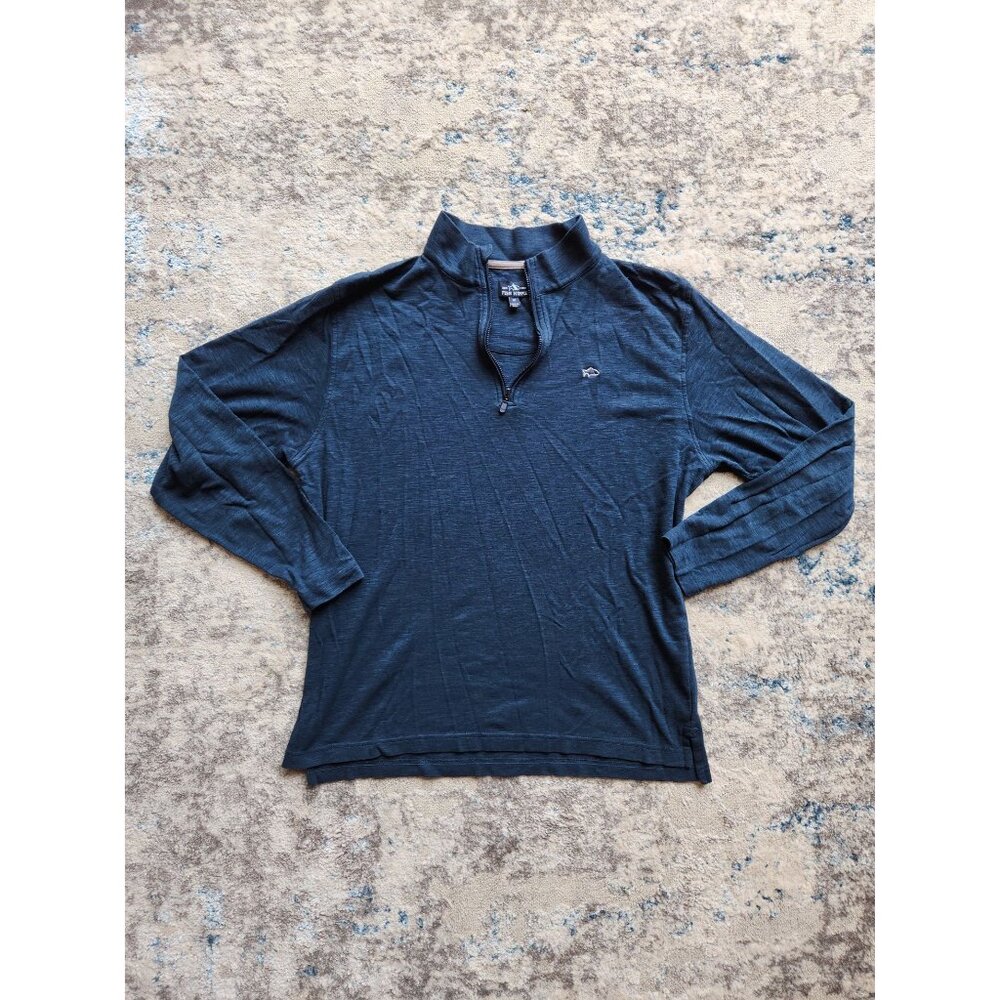 Fish‎ Hippie Men's Medium 1/4 Zip Pullover Navy Teal Blue